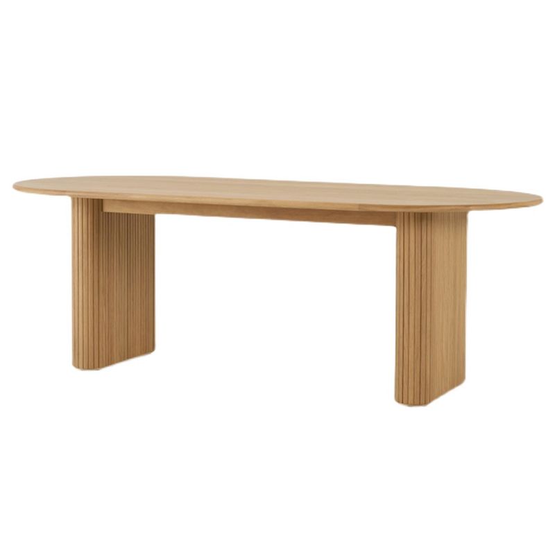 Solid Wood Contemporary Oval Dining Table Wood Top Table for Kitchen and Dining Room