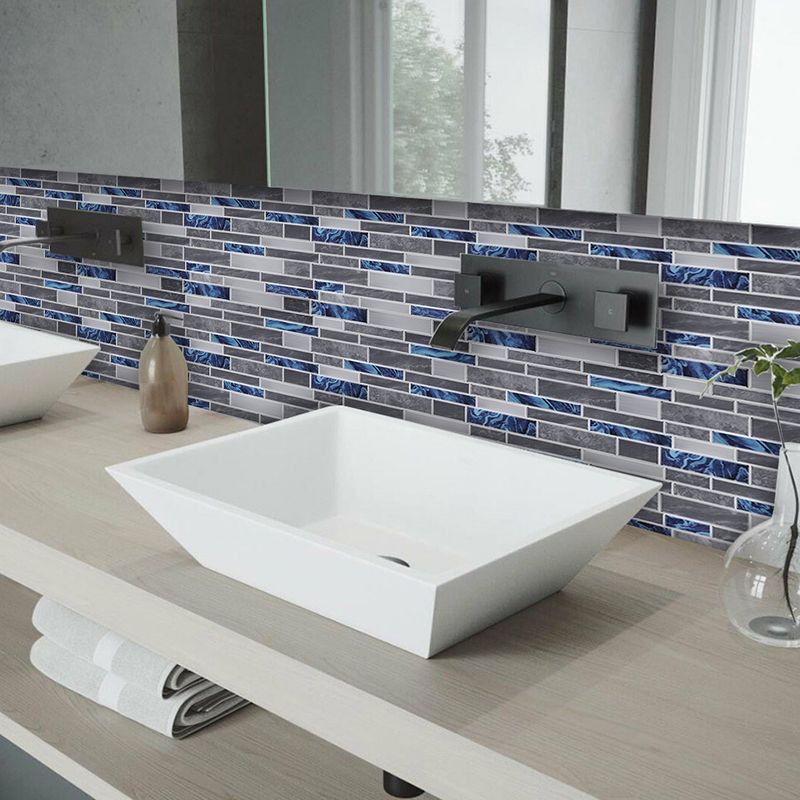 Mosaics Tile Peel Wallpaper Panels Rustic Beautiful Marble Brick Wall Decor in Grey, 12' x 12"