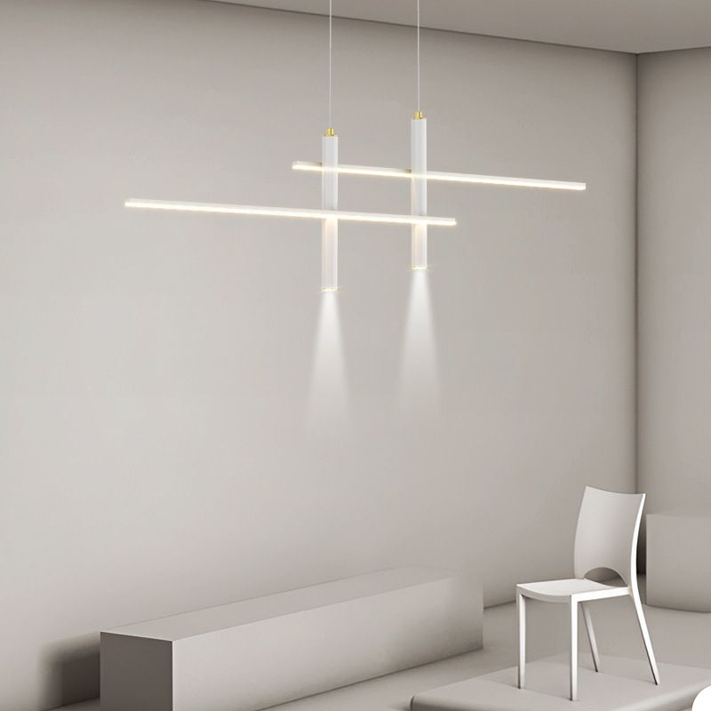 Metal Linear Shape Hanging Lights Modern 4 Lights Pendant Light Fixtures