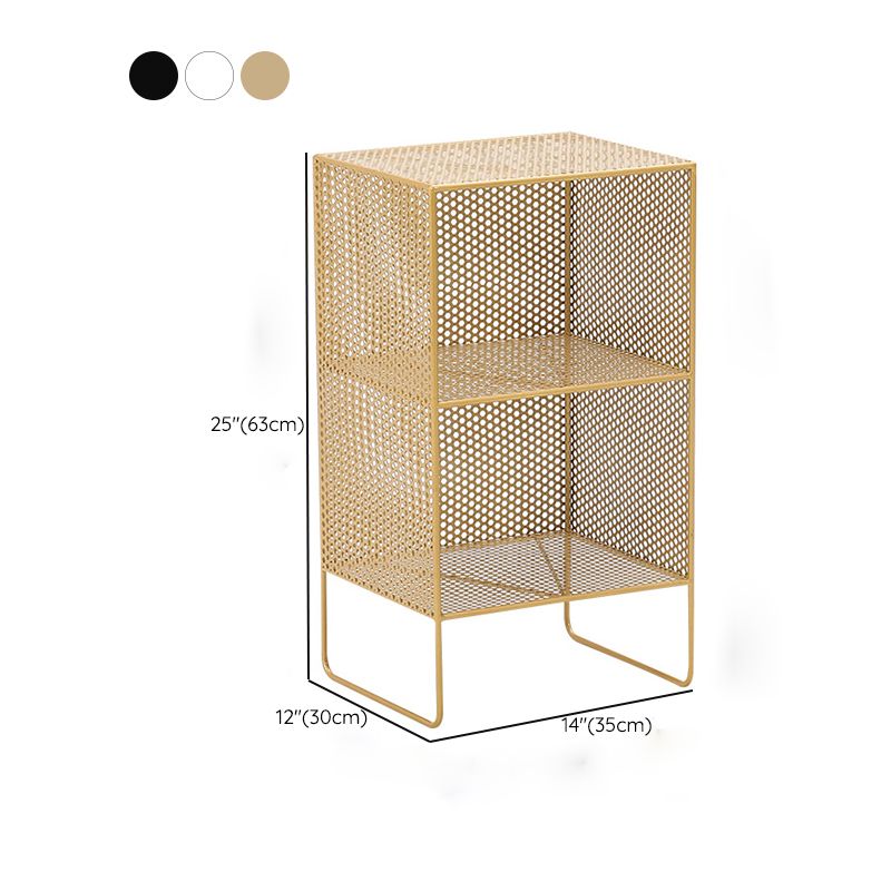 Glam Antique Finish Shelf Bookcase Metal Standard Bookshelf with Shelves