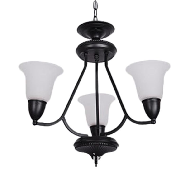 3/5/6 luces Luz colgante Campana clásica lámpara de araña colgante de vidrio esmerilado en bronceado profundo para el comedor