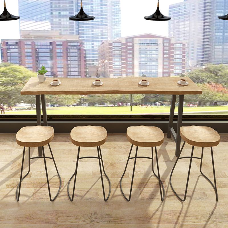 Modern Rectangle Pub Table Set 1/5 Pieces Wooden Counter Table with High Stools