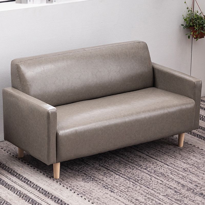 Leather and Linen Standard Tight Back Square Arm Settee Couch