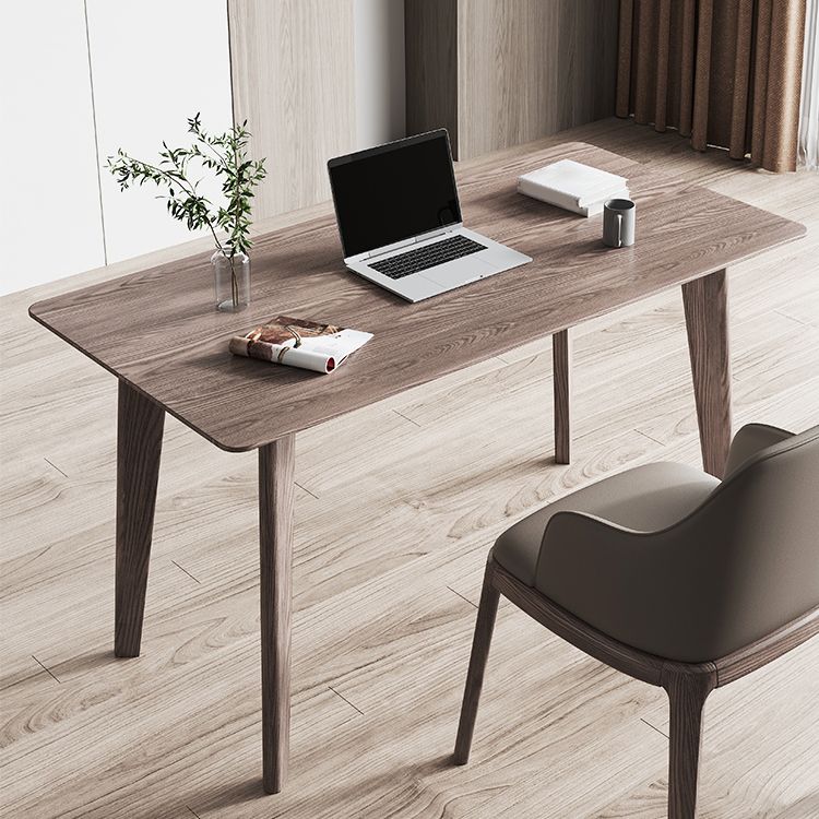 Rechthoek Casual eettafel Bruine toon vaste tafel met Ashwood massief hout
