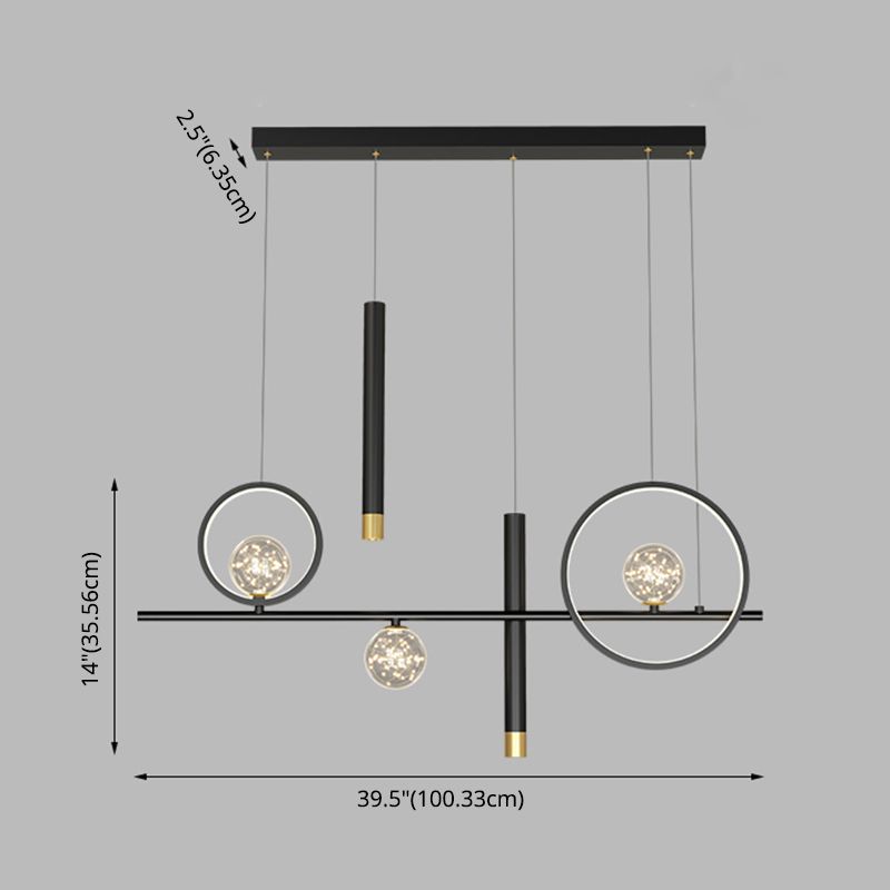 Silica Gel LED Island Light in Modern Creative Style Aluminium Linear Pendant Light for Dining Room