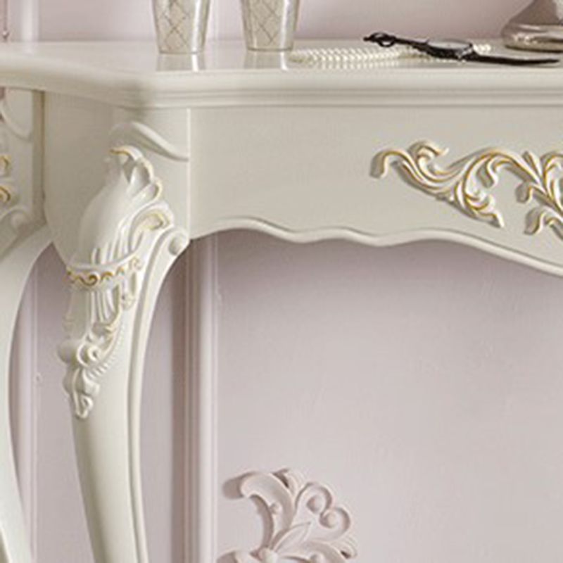 Free Form Shape Contemporary Console Table Wood Console Sofa Table in White