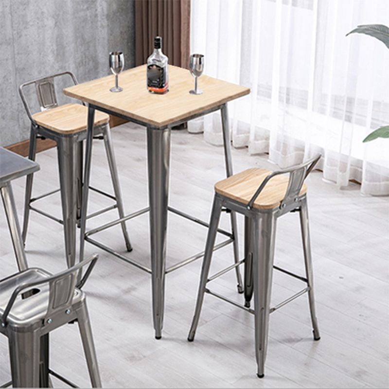 Industrial Pub Table Solid Wood Bar Height Bar Table for Cafe and Breakroom