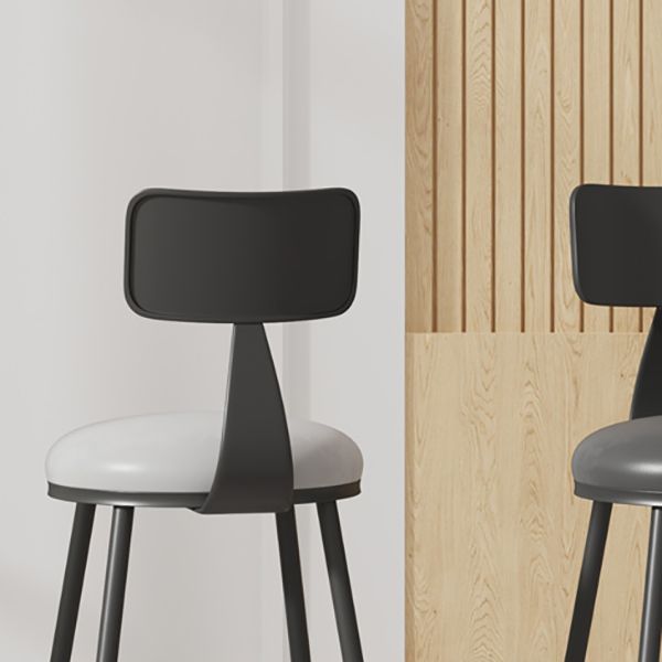 Modern Armless Backrest Counter Stool Iron Cafe Bar Stool with Leather Cushion