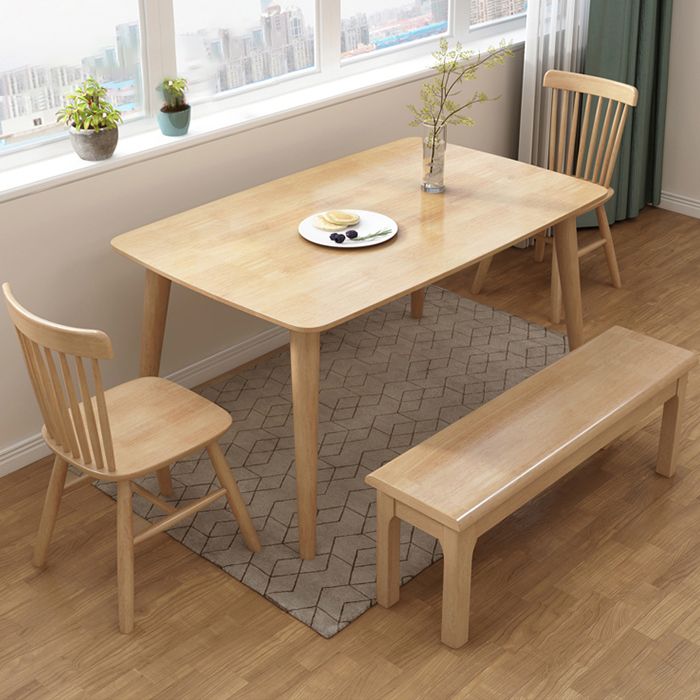 Glam Solid Wood Kitchen Dining Table Rectangle Shape Standard Dining Table with 4 Legs Base