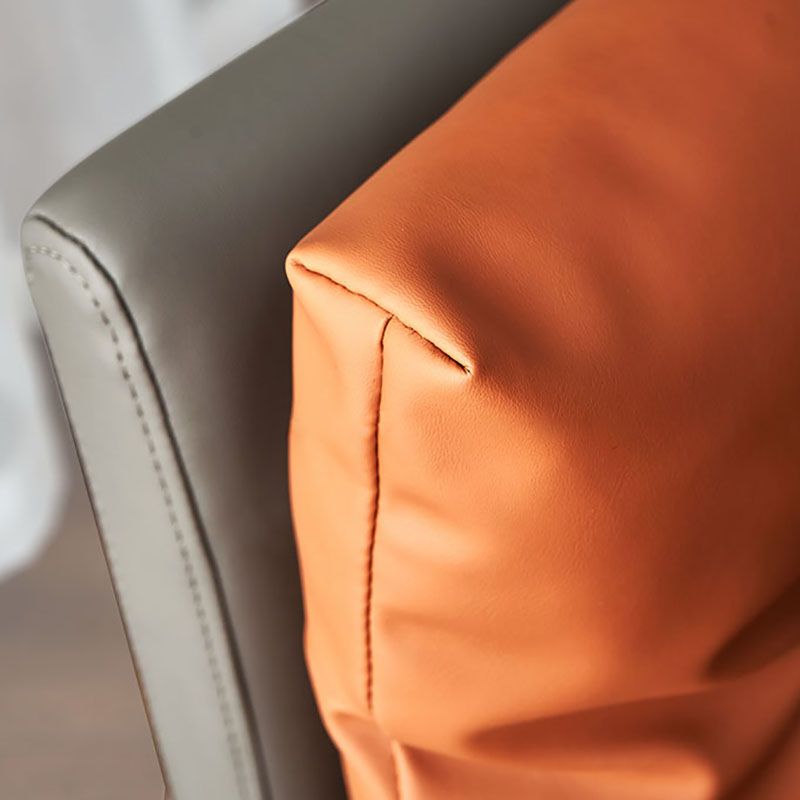 Sillas de comedor tapizadas sin brazos, sillas laterales de cuero con respaldo sólido con patas de metal