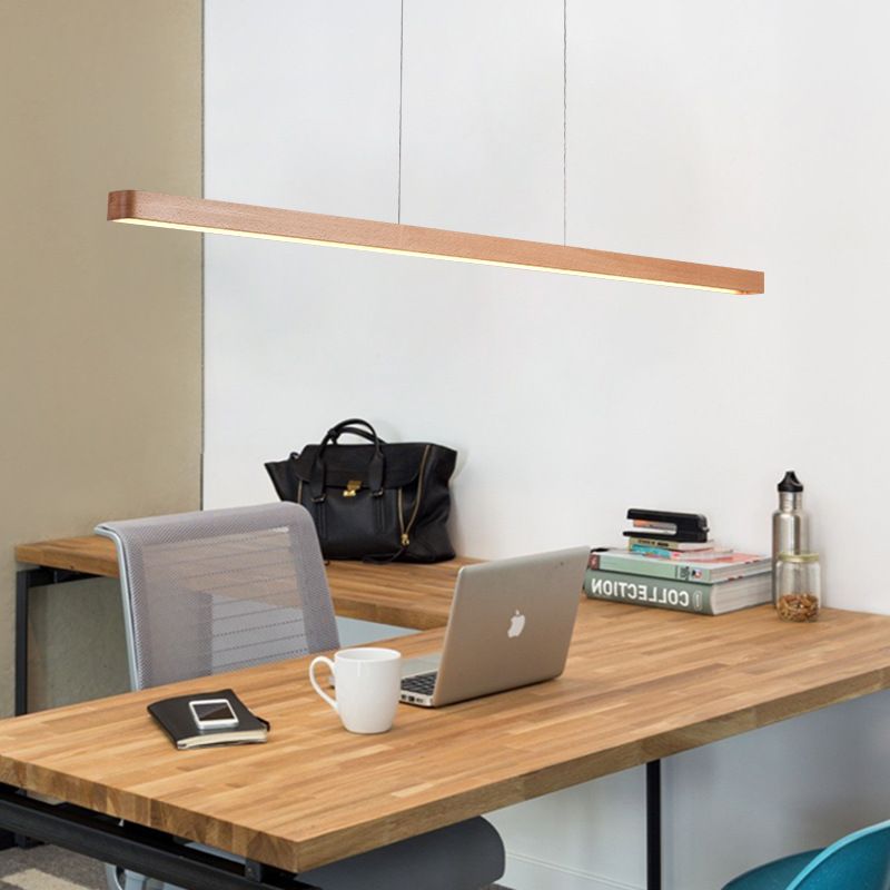 Linear Island Lighting Wood Contemporary Simplicity Pendant Lighting Fixtures for Restaurant