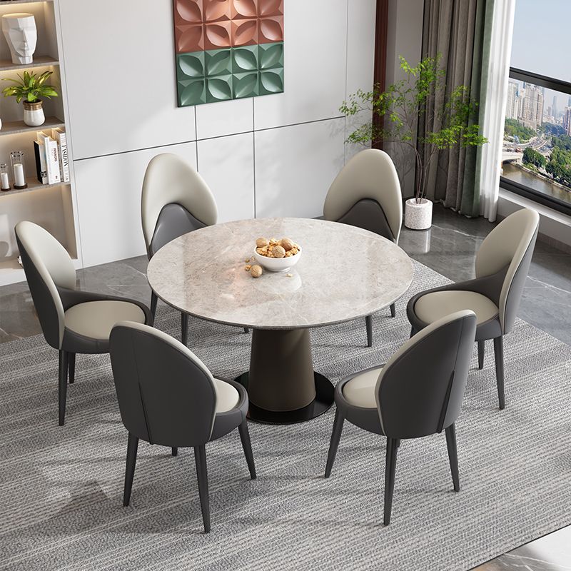 Chaise d'appoint de style moderne, chaise de salle à manger rembourrée en métal à dossier solide (Ensemble de 2)