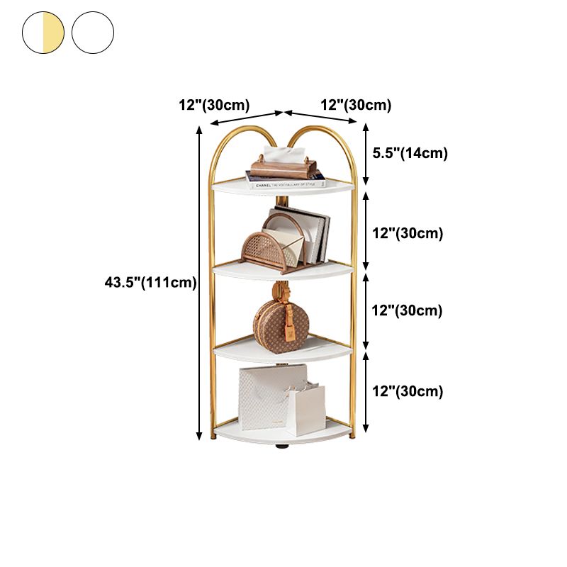 Scandinavian Open Corner Bookshelf with Iron Frame Manufactured Wood Bookcase