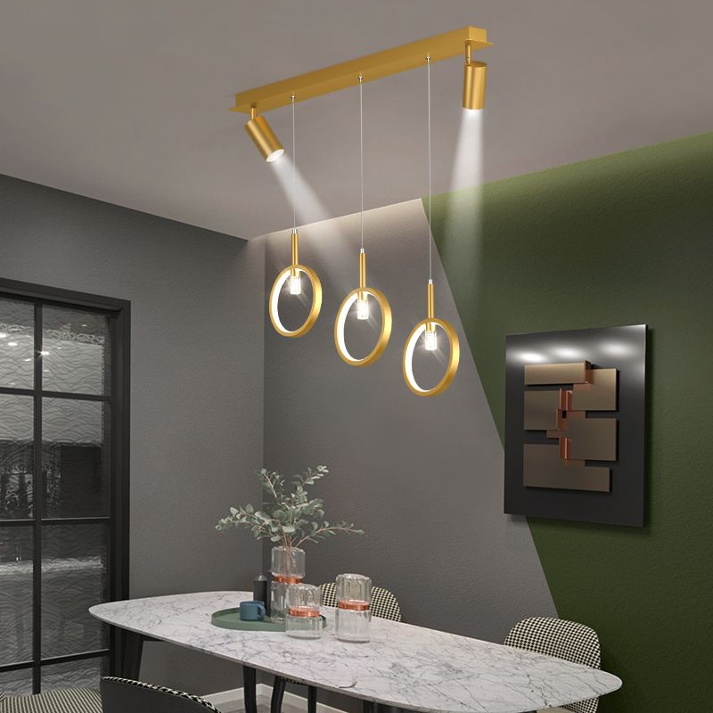 Modern Creative Linear Island Pendant Light Wought Iron Indoor LED Ceiling Light with Acrylic Shade