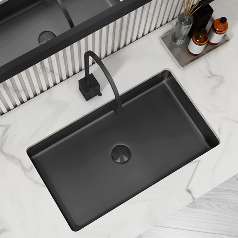 Modern Bathroom Sink Rectangular Metal Drop-in Bathroom Sink with Pop-Up Drain