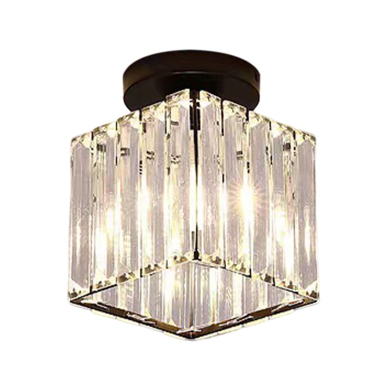 Modern Geometry Shape Ceiling Light with Crystal Shade for Living Room