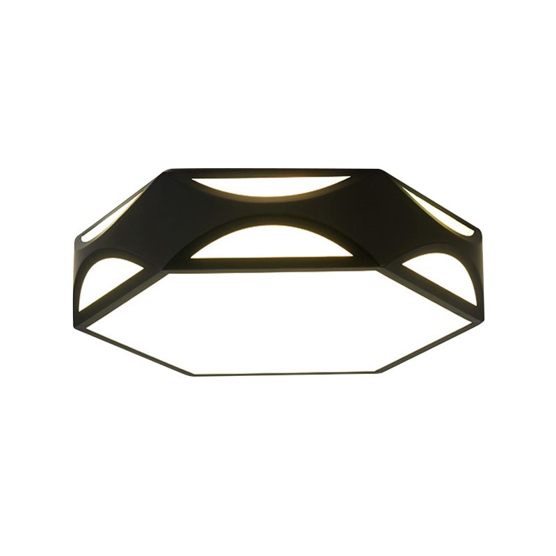 Black/White Hexagon Ceiling Flush Mount Contemporary Acrylic LED Flush Light with/without Remote Control