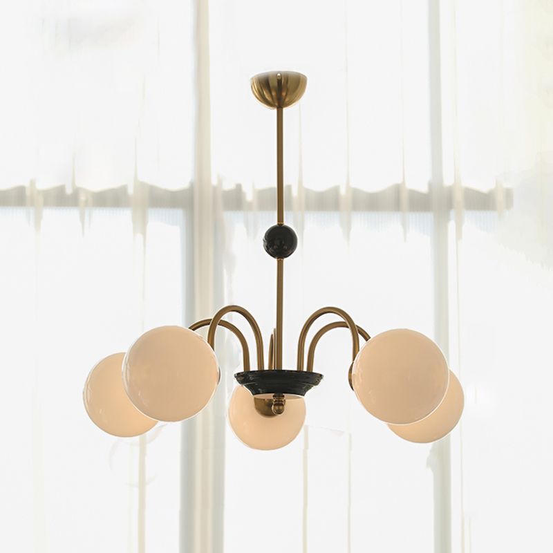 Luci a sospensione sferica Moderna luce a sospensione con soffitto in vetro bianco per camera da letto