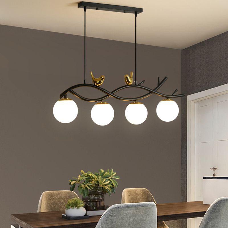 Industrial Kitchen Island Lighting Black Globe Shaded Ceiling Light for Home