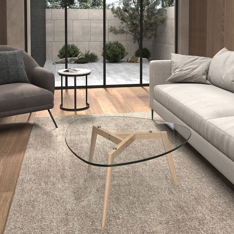 Modern 3 Legs Glass Coffee Table Triangle Coffee Table for Living Room