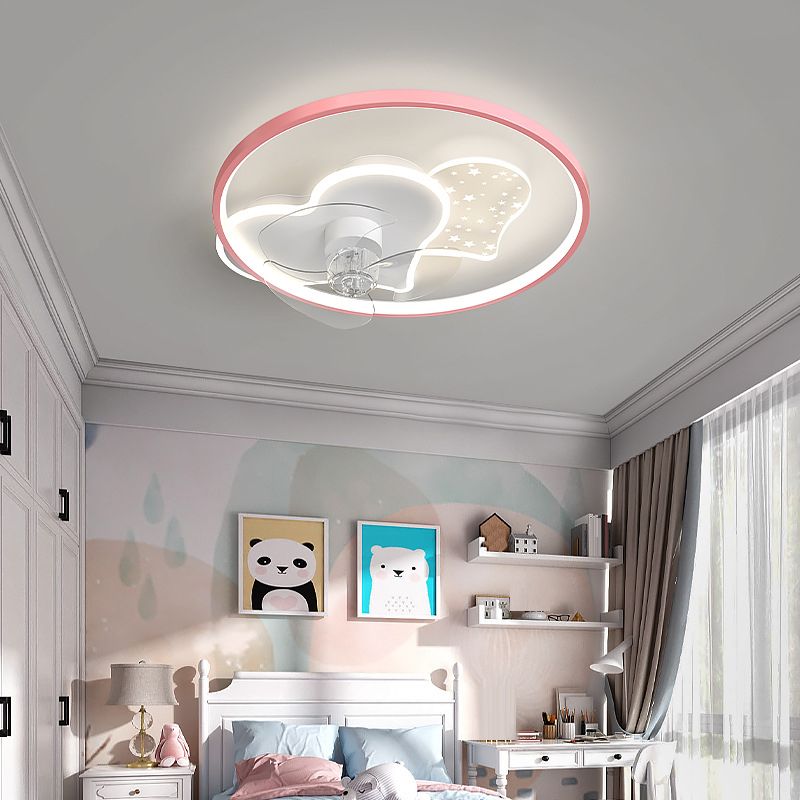 3-Blade Children Ceiling Fan Acrylic Blue/Pink Fan with Light for Bedroom