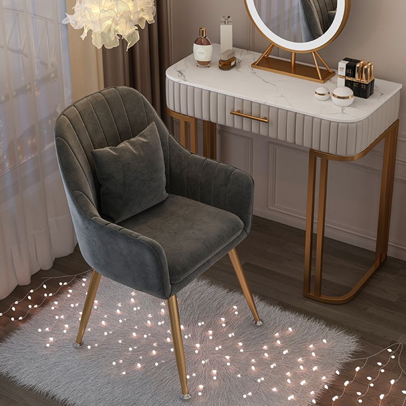 Scandinavian Style Metal Dining Chair Bedroom Solid Back Dining Arm Chairs