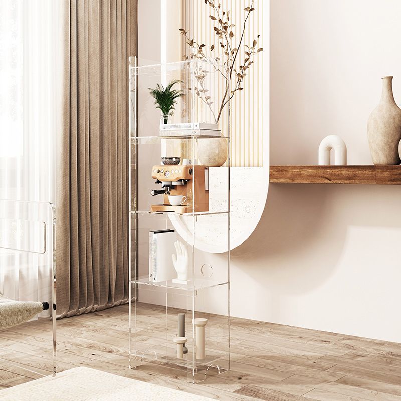 Contemporary Closed Back Bookshelf Acrylic Vertical Bookcase with Shelves