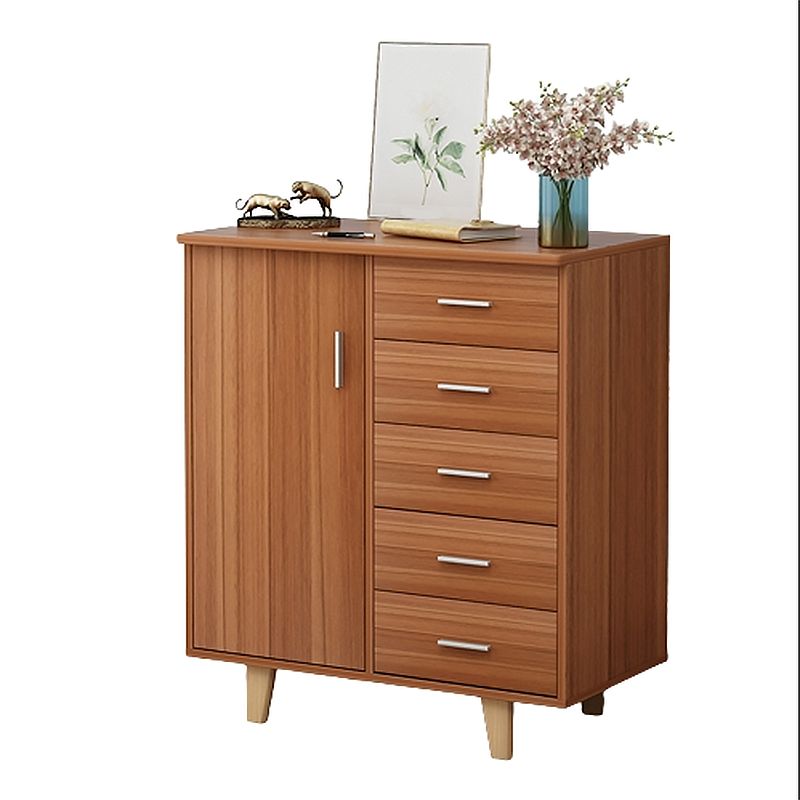 Rectangle Wood Accent Cabinet with 5 Drawers and Straight Legs Side Cabinet