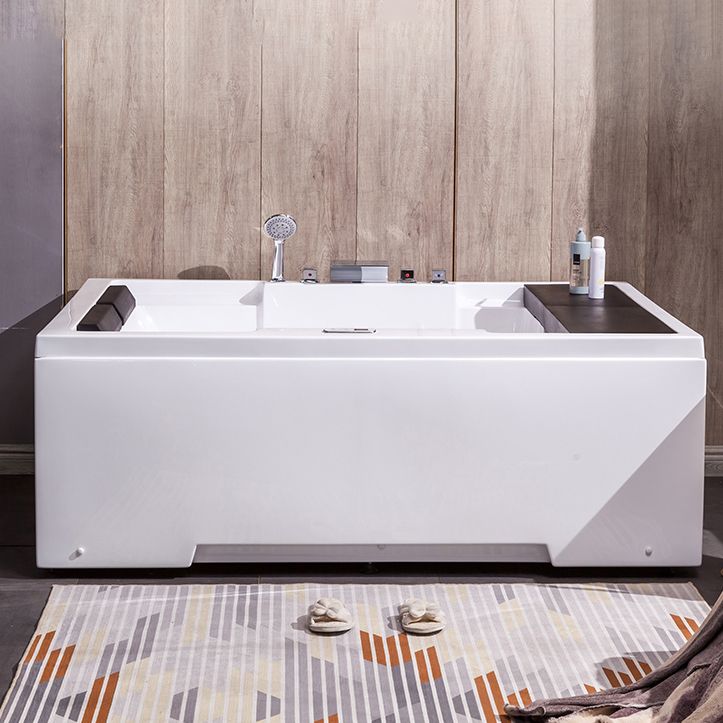 Freestanding Bath Acrylic Soaking White Rectangular Modern Bathtub