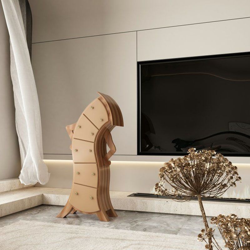 Glam Lingerie Chest Birch Vertical Storage Chest with Drawers for Bedroom