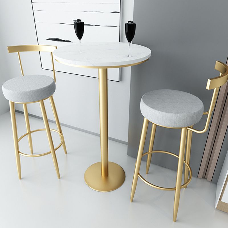 Glam Armless Backrest Counter Stool Iron Bar Stool with Cushion and Pedal for Kitchen Use