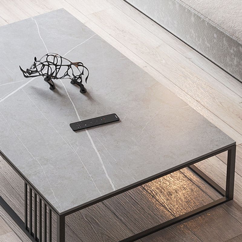 Glam 16.5" H Rectangle/Square Slate Coffee Table Steel Frame Cocktail Table