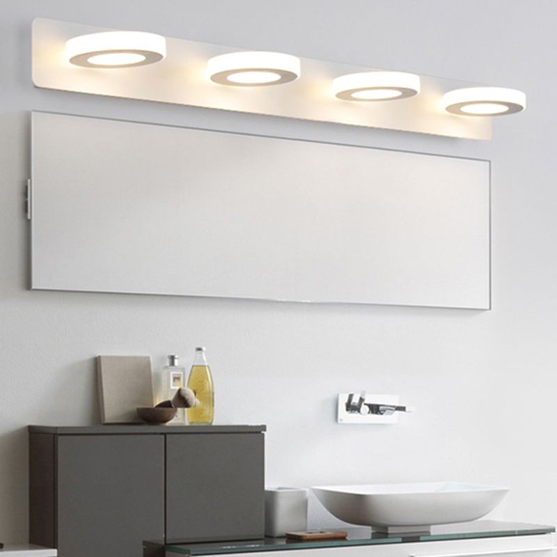 Multi-Lights Geometric Shade Wall Sconce Modern Style Metal Mirror Wall Lighting in White