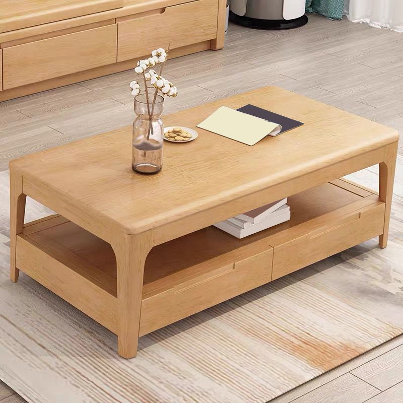 Rectangular/square 4 Legs Base Solid Wood Table Nordic Style Coffee Table