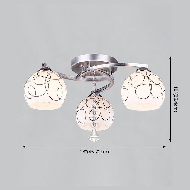 Cromo 3 illuminazione a soffitto a soffitto moderno in metallo latte in vetro semifulò illuminazione per soggiorno per soggiorno