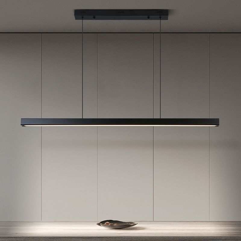 Simple Shape Hanging Island Light Modern Chandelier Light Fixture in Black for Dining Room