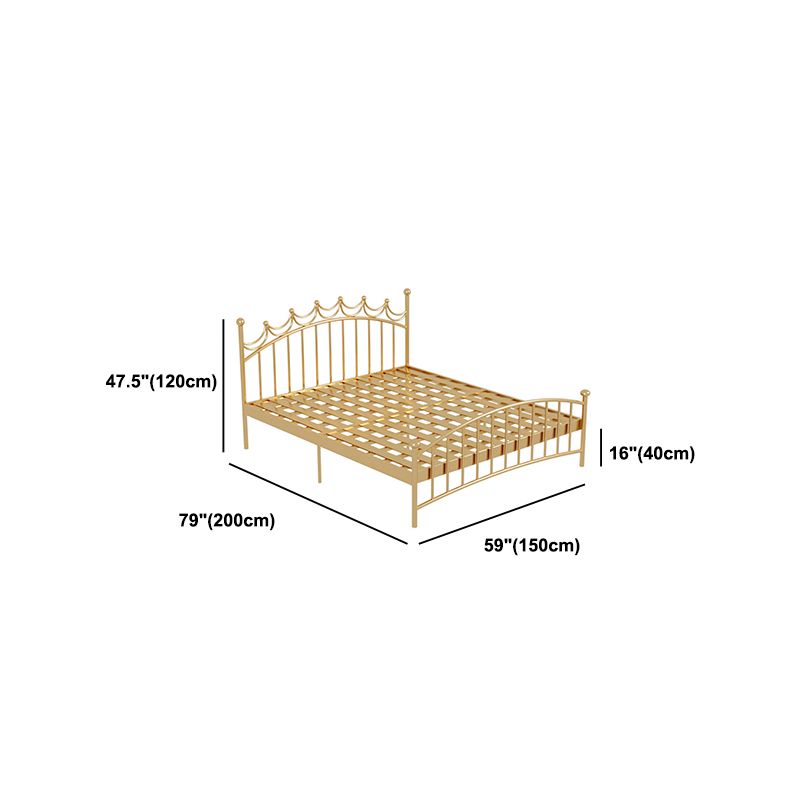 84.65 inch Wide Contemporary Bed Frame Metal Slat Bed with Headboard