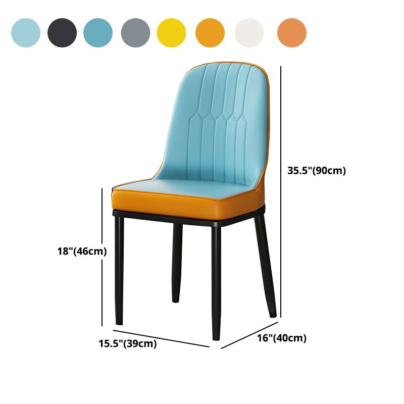 Glam Style Parsons Side Chair Faux Leather Indoor Dining Chair