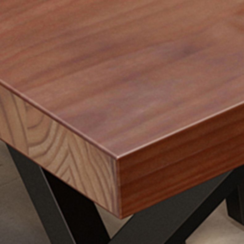 Retro Industrial Style Rectangular Solid Wood Dining Table for Coffee House and Milk Tea
