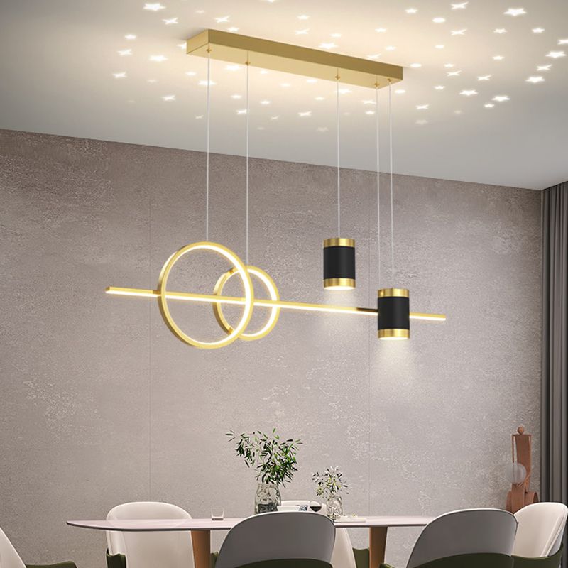 5 Light Cylinder Island Lighting Fixtures Contemporary Metal Chandelier Light