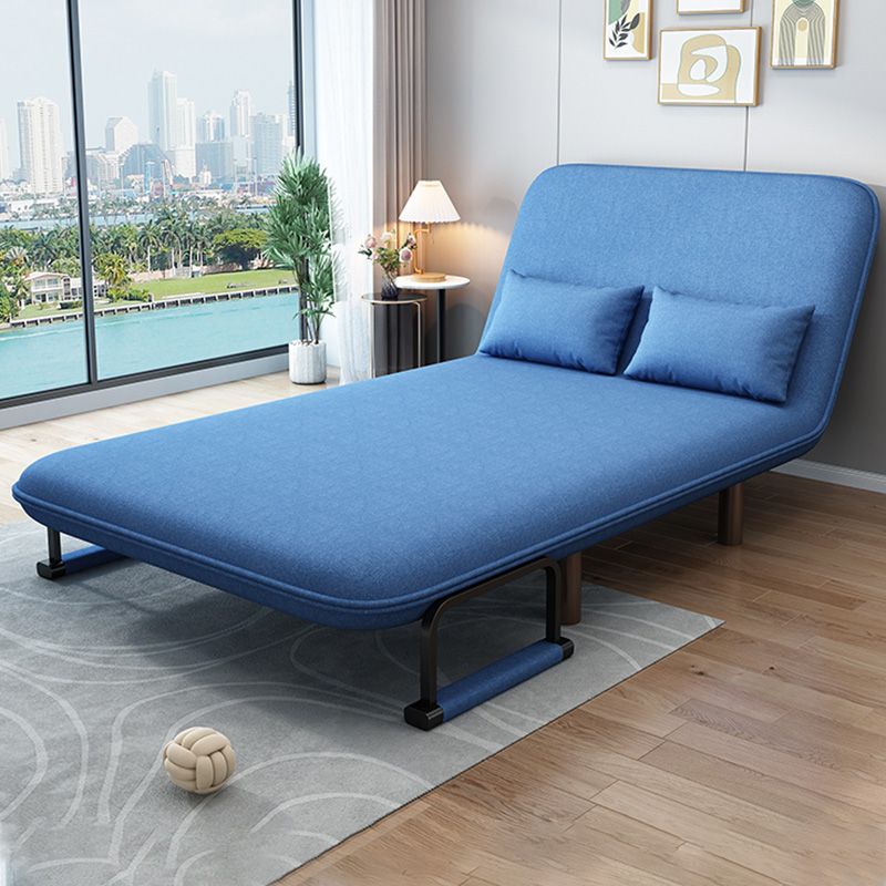 Contemporary Futon Sofa Bed with 2 Pillows and Pillow Back in Linen Blend