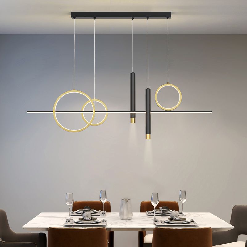 Luz de techo lineal Luz Modern Metal Island Pendants