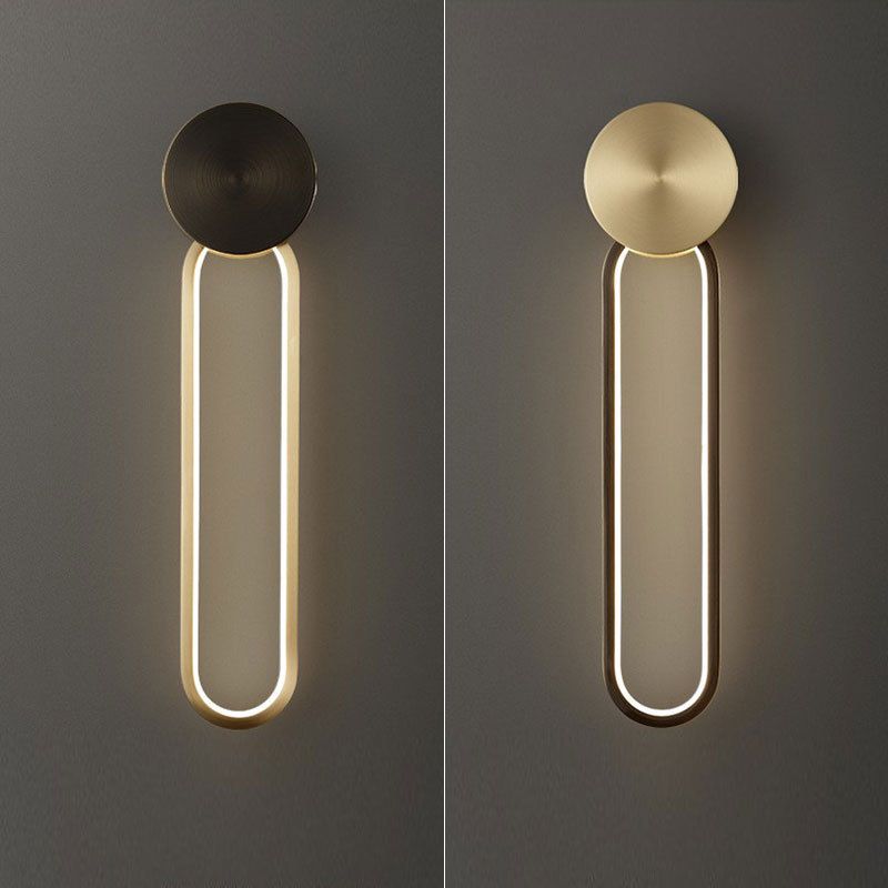 Minimalism LED Wall Sconce Oval Sconce Lighting with Brass for Bedroom