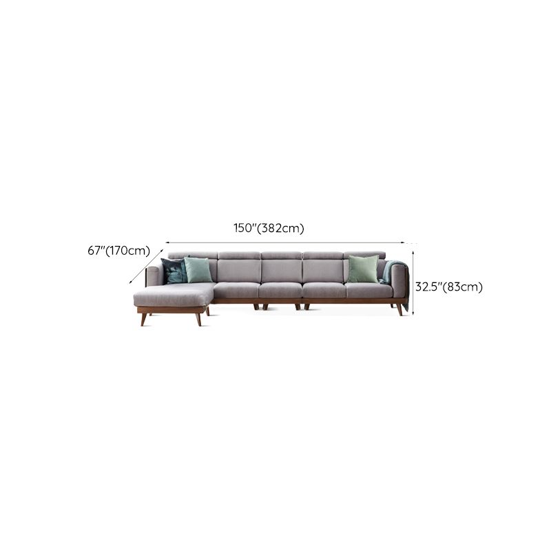 Farmhouse Square Arm Fabric Solid Wood Sofa in Brown for Living Room