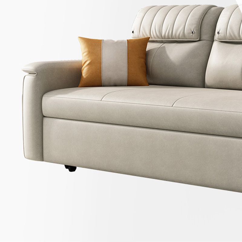 Glam Style Grey Futon Sleeper Sofa Bed with Storage and Pillow Back