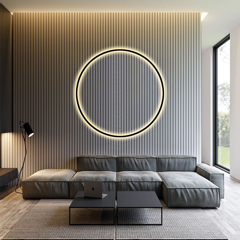 Zwart minimalisme Ronde lijnen LED Wall Lamp Noordse stijl Aluminium SCONCE Licht voor woonkamer
