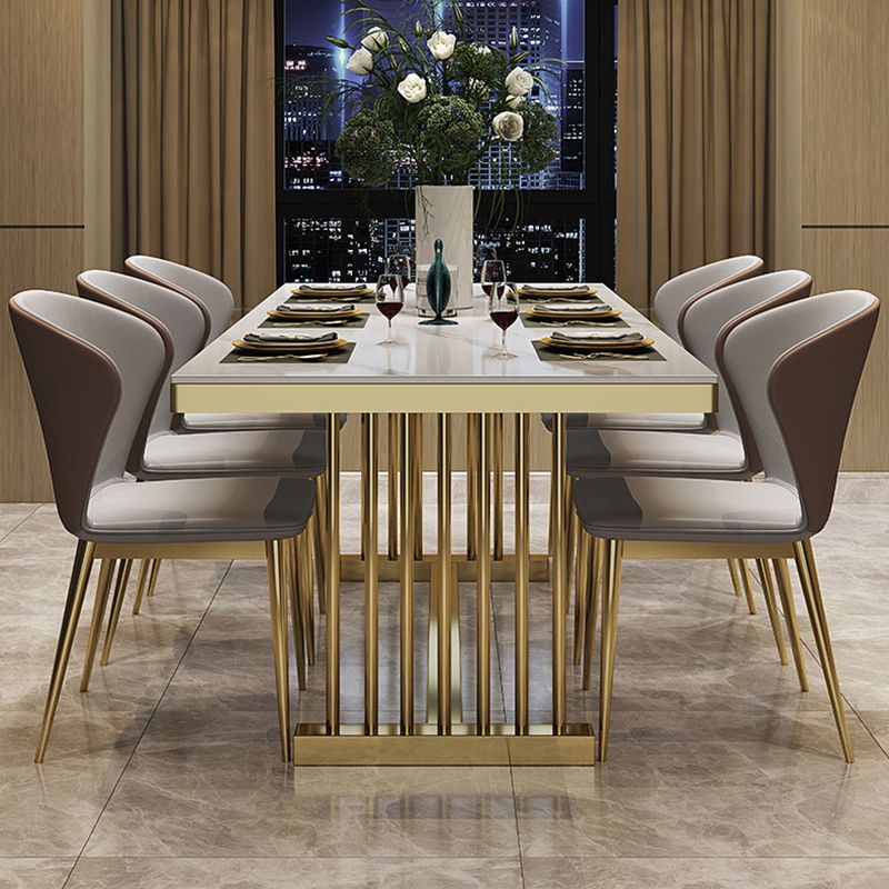 Glam Standard Kitchen Esstisch Weiß gesinterte Stein Esstisch mit Trestle Basis