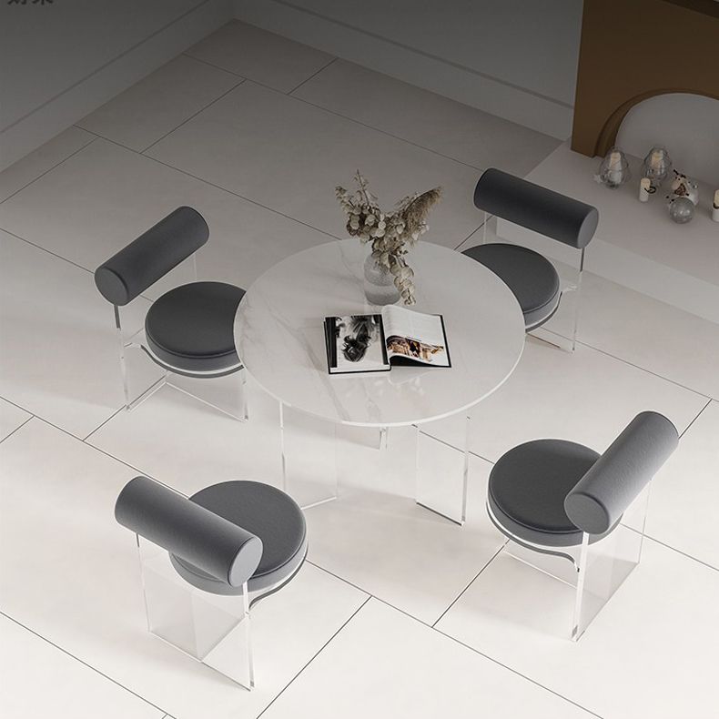 Modern 1/2/3/5 Pieces Dining Set Round Stone Dining Table for Cafe