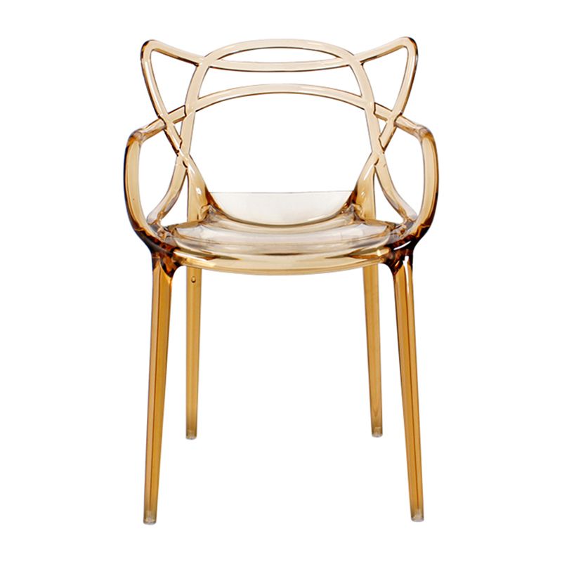 Contemporary Indoor Plastic Open Back Stacking Dining Arm Chair