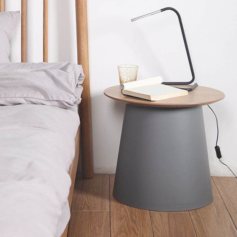 Pedestal Base Design Cocktail Table RoundSolid Wood/acrylic Top Coffee Table